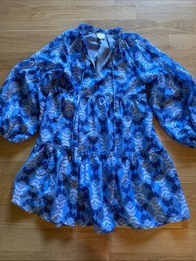 Blue Floral Tiered Women's Dress